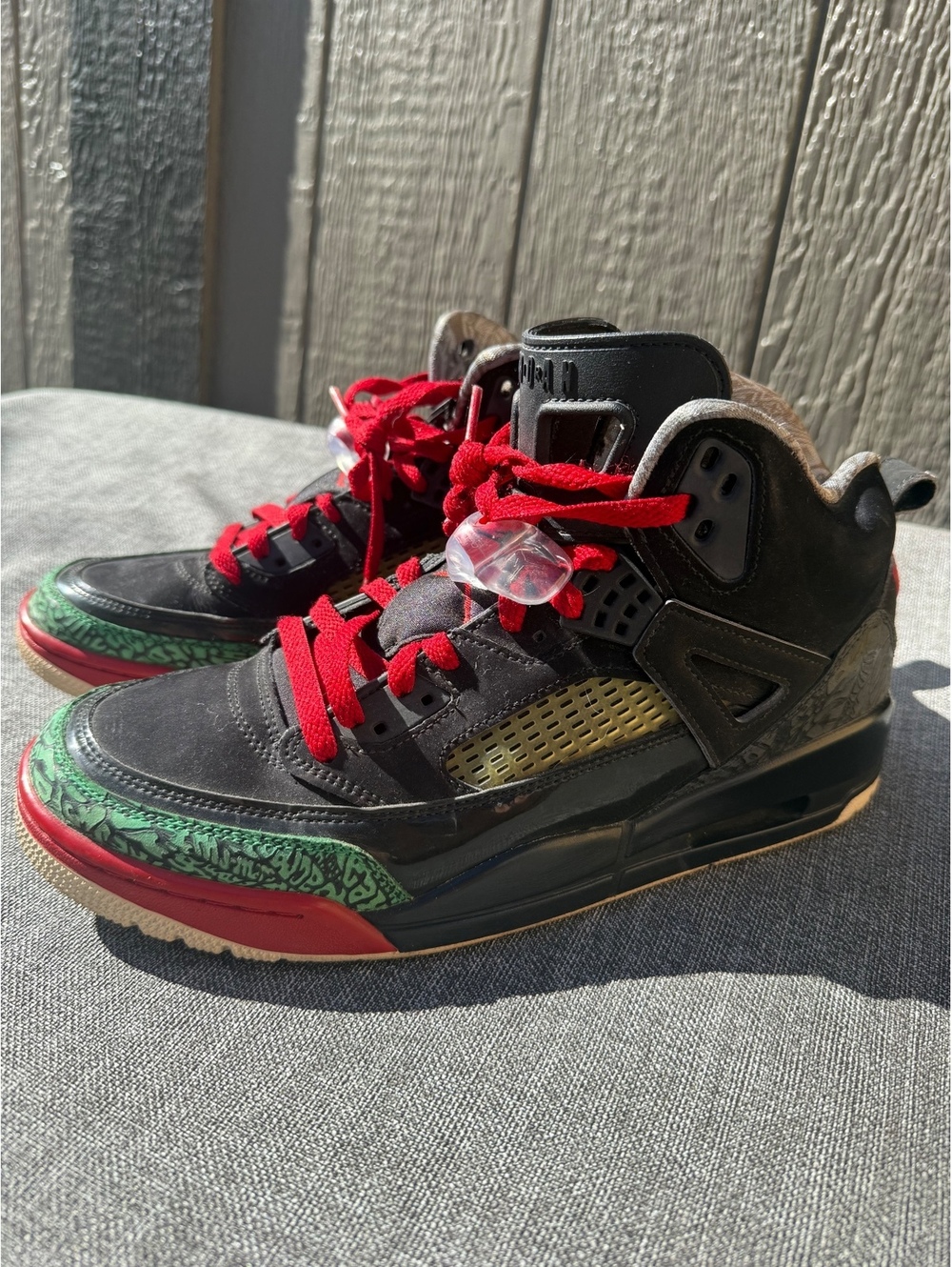 Air Jordan Spizike Black Green Red Basketball Sneakers Size 10.5